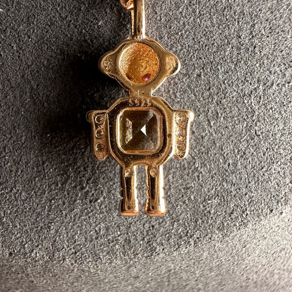 Rose Gold (S925) Robot Pendant Necklace with Citrine and Rose Gold Chain - Picture 5 of 12